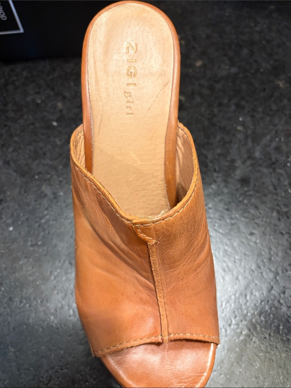 ZIGI girl Cognac Leather Open-Toe Mule